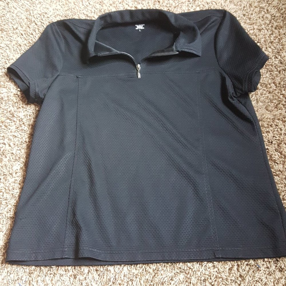 Black Zipper Collared Shirt